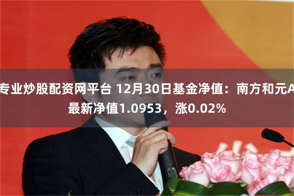 专业炒股配资网平台 12月30日基金净值：南方和元A最新净值1.0953，涨0.02%