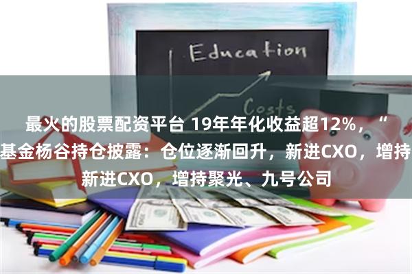 最火的股票配资平台 19年年化收益超12%，“双十”名将诺安基金杨谷持仓披露：仓位逐渐回升，新进CXO，增持聚光、九号公司