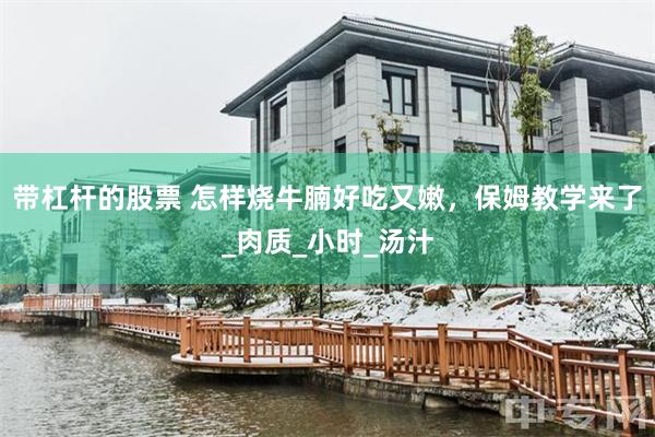 带杠杆的股票 怎样烧牛腩好吃又嫩，保姆教学来了_肉质_小时_汤汁