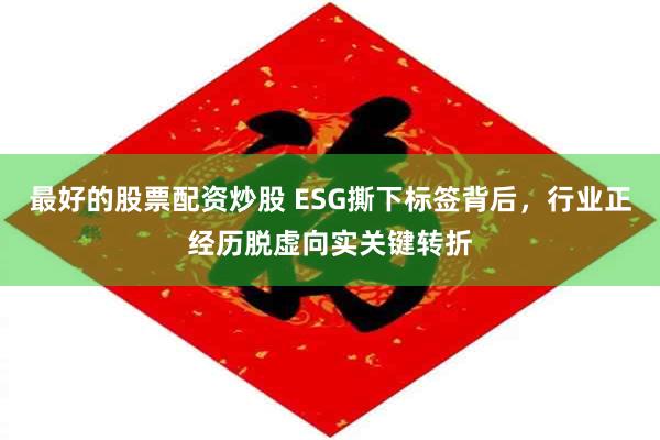 最好的股票配资炒股 ESG撕下标签背后，行业正经历脱虚向实关键转折