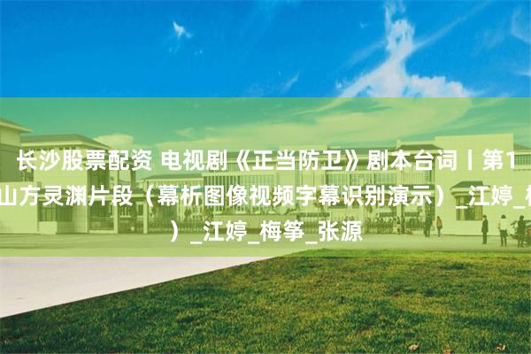 长沙股票配资 电视剧《正当防卫》剧本台词丨第1集：段鸿山方灵渊片段（幕析图像视频字幕识别演示）_江婷_梅筝_张源