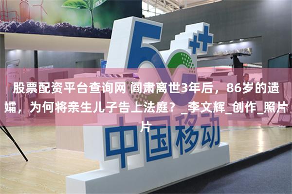 股票配资平台查询网 阎肃离世3年后，86岁的遗孀，为何将亲生儿子告上法庭？_李文辉_创作_照片